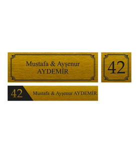 Kişiye Özel Kapı İsimliği Kapı Numarası & Posta Kutusu İsimliği Model 2 (Gold)