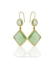 Kadir Jewellery 22 Ayar Altın Kaplama Kadın Sallantılı Küpe -El İşçiliği Ve Hipoalerjenik Küpe (Açık Yeşil)