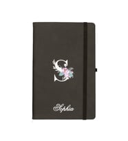 giftcrea Kişiye Özel Lastikli Termo Deri Çizgili Defter Set , İsme Özel Kişiselleştirilebilir Hediye (Siyah)