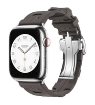 Apple Watch 10/11 42mm-38/40/41mm Katlanabilir Tokalı Hermes Kilim Silikon Kordo (Haki)