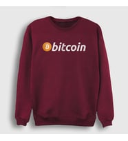 Presmono Unisex Beyaz Btc Bitcoin Sweatshirt 263287tt (Bordo)