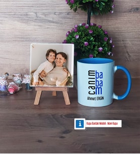 Babaya Hediye Fotoğraflı Dekoratif Taş, Kupa Bardak Beyaz Hediye (Model 4)