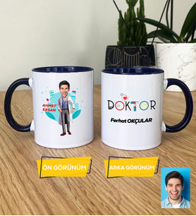 Doktor Hediye Kupa Bardak Erkek Doktora Tıp Bayramı Hediyesi (Lacivert)