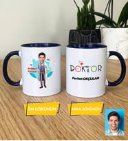 Doktor Hediye Kupa Bardak Erkek Doktora Tıp Bayramı Hediyesi (Lacivert)