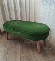Ultra Lüks Oval Parrot Puf Ahşap Ayak (Yeşil)