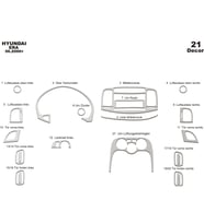 Meriç® Hyundai Accent Era Ön Torpido Kaplama Maun 21 Parça 2006-2010 (Alüminyum)