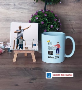 Babalar Günü Hediyesi Fotoğraflı Dekoratif Taş, Kupa Bardak Beyaz Hediye Babaya Doğum Günü Hediyesi (Model 1)