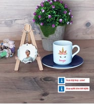 Unicorn Türk Kahvesi Fincanı Ahşap Altlıklı ve Fotoğraflı Ahşap Anahtarlık Hediye (Model 4)