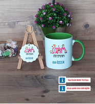 Öğretmenler Günü Hediyesi Kupa Bardak Kırmızı ve Ahşap Anahtarlık Hediye (Model 13)