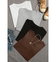 Unisex Basic Model 4'lu Tshirt (Kahverengi)