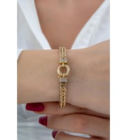 14 Ayar Altın Double Sıralı Tondo Bileklik (Rose)