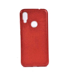 Xiaomi Redmi Note 7 Kılıf Simli Parlak Shining Kapak (Kırmızı)