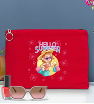 BK Gİft Yaz Temalı-2 Astarlı Portföy Çanta 30x21cm(12 Renk Seçeneği), Baskılı El Çantası, Organizer Çanta (Kırmızı)
