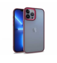 Apple iPhone 13 Pro Max Kılıf Kamera Korumalı Mat Renkli Silikon (Kırmızı)