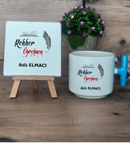 Rehber Öğretmeni Hediye Seti Kupa Bardak T Kulplu ve Dekoratif Taş Öğretmenler Günü Hediyesi Rehber Öğretmenine Hediye (Model 3)