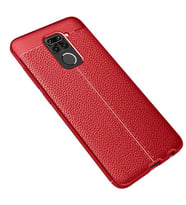 Xiaomi Redmi Note 9 Kılıf Zore Niss Deri Desenli Silikon Kılıf (Kırmızı)