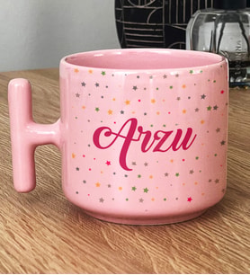 Kişiye Özel İsim Baskılı Hediye Pastel T Kupa Doğum Günü Hediyesi (Pembe)