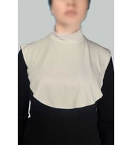 Düz Balıkçı Yaka Boğazlı Penye Tesettür Boyunluk (Koyu Krem)