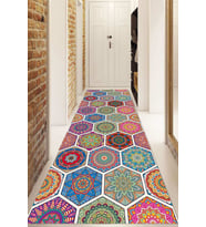 Dijital Baskılı Kaymaz Taban Yıkanabilir Modern Yolluk Ve Koridor Halısı NDU-HS-368 (Pembe)