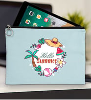 BK Gİft Yaz Temalı-4 Tablet Çantası 30x21cm(12 Renk Seçeneği), Ipad Çantası, Baskılı Tablet Kılıfı (Açık Mavi)