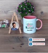 Kimya Mühendisi Kupa Bardak Beyaz ve Fotoğraflı Ahşap Anahtarlık Hediye (Model 6)