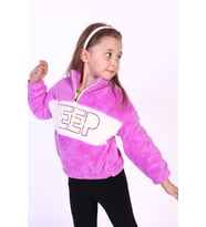 Toontoy Kız Çocuk Nakışlı Peluş Sweatshirt (Mor)