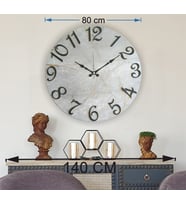Markakanvas Mermer Desenli ,Ayna Rakamlı Duvar Saati   ( Çap 50 cm - 80 cm ) (Siyah)