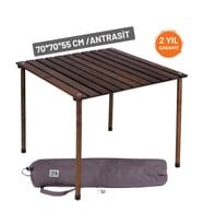 Bag The Joy 70x70x55cm Ahşap Katlanır Rulo Kamp ve Piknik Masası (Antrasit)