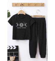 Çocuk Sun Moon Alt - Üst Eşofman Takımı (Siyah)