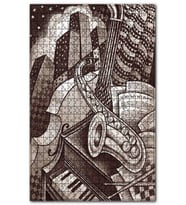 Cakapuzzle Siyah Beyaz Müzik Aletleri Bina Soyut Resim Puzzle Yapboz MDF (Ahşap) (1000 Parça)