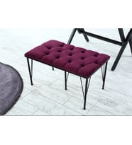 Palermo Kapitoneli Metal Ayaklı Puf Bench (Bordo)