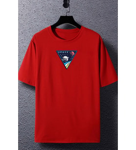 Unisex Space Baskılı T-shirt (Kırmızı)