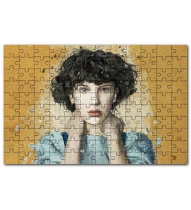 Cakapuzzle Sarı Zemin Duvar Boyama Kadın Portre Puzzle Yapboz MDF (Ahşap) (500 Parça)