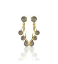 Kadir Jewellery22 Ayar Altın Kaplama Vintage Küpe -El İşçiliği Ve Hipoalerjenik Küpe (Gri)