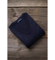 Woolen World V Yaka Battal (Büyük Boy) Yünlü Triko Kazak (Lacivert)