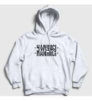 Presmono Unisex Gri Hanımcı Katlamalı Gizli Yazılı Kapüşonlu Sweatshirt 343180tt (Beyaz)