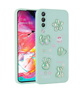 Galaxy A50 Kılıf Kabartma Figürlü Parlak Toys Silikon Kılıf (Açık Yeşil)