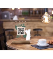 BK Gift Restoran & Cafe & Barlara Özel Ahşap Standlı Pleksi QR Kod Menü, Cafe&Bar için QR kodlu Tabela, QR kodlu Masa Dekoru (Model 2)