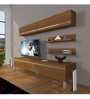 Decoraktiv Eko 5 Mdf Std Krom Ayaklı Tv Ünitesi Tv Sehpası (Ceviz)