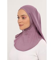 Hazır Pratik Lüks  Boyunluklu Boneli Şifon Şal (Gül Kurusu)