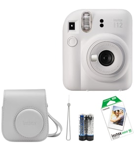 Fujifilm İnstax Mini 12 Fotoğraf Makinesi+Askı+pil +10'lu film+Çanta (Beyaz)