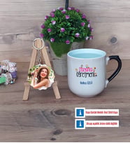 İtalyanca Öğretmeni Kupa Bardak Beyaz ve Fotoğraflı Ahşap Anahtarlık Hediye (Model 10)