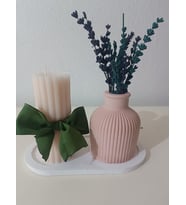 Zeylinart İskandinav Vazo ve Silindir Mum 3 lü set (Pudra)