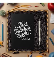 eJOYA Öğretmenlere Özel Tasarım Renk Seçenekli Kişiye Özel Defter & Kalem & Hediye Kutusu 114369 (Siyah)