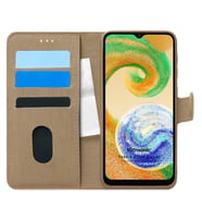 Microsonic Samsung Galaxy A04S Kılıf Fabric Book Wallet Siyah (Gold)