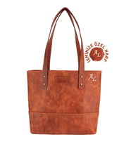 Isminize Özel Kişiselleştirilebilir Rainbow Deri Tote Bag (Turuncu)