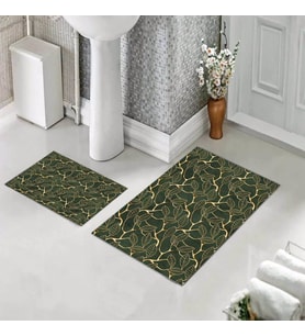 Banyo Halısı Ikili Klozet Takımı Kaymaz Tabanlı (60 xm x 100 cm + 40 cm x 60 cm)  (Yeşil)
