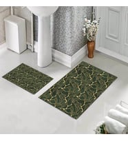 Banyo Halısı Ikili Klozet Takımı Kaymaz Tabanlı (60 xm x 100 cm + 40 cm x 60 cm)  (Yeşil)