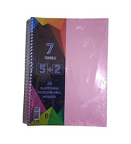 5+2 Ayraçlı Defter 7 Konulu 175 Yaprak 1 Adet 5 Kareli 2 Çizgili Spralli Plastik Kapak Seperatörlü (Pembe)