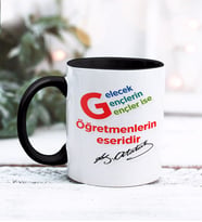 Öğretmenler Günü Tasarımlı Kişiye Özel Kupa Bardak (Siyah)